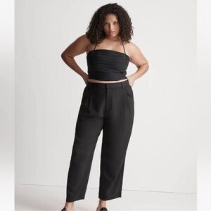 Madewell Women's Black Pleated Tapered Pants